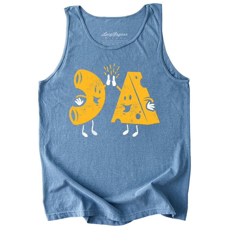 Mac And Cheese High Five Comfort Colors Graphic Tank Top - Blue Jean