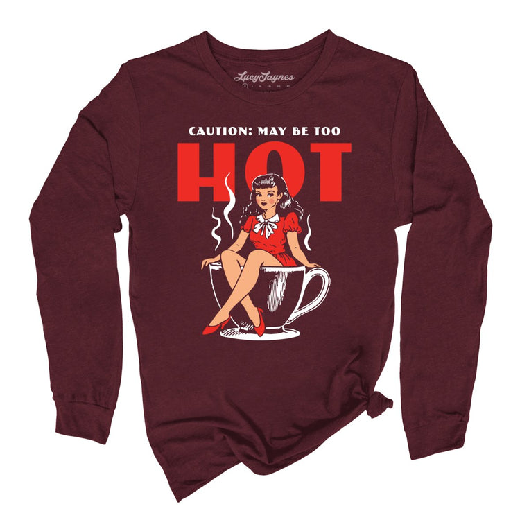 May Be Too Hot Coffee Pinup - Maroon - Front