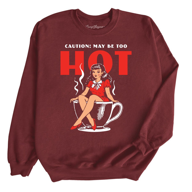 May Be Too Hot Coffee Pinup - Maroon - Front