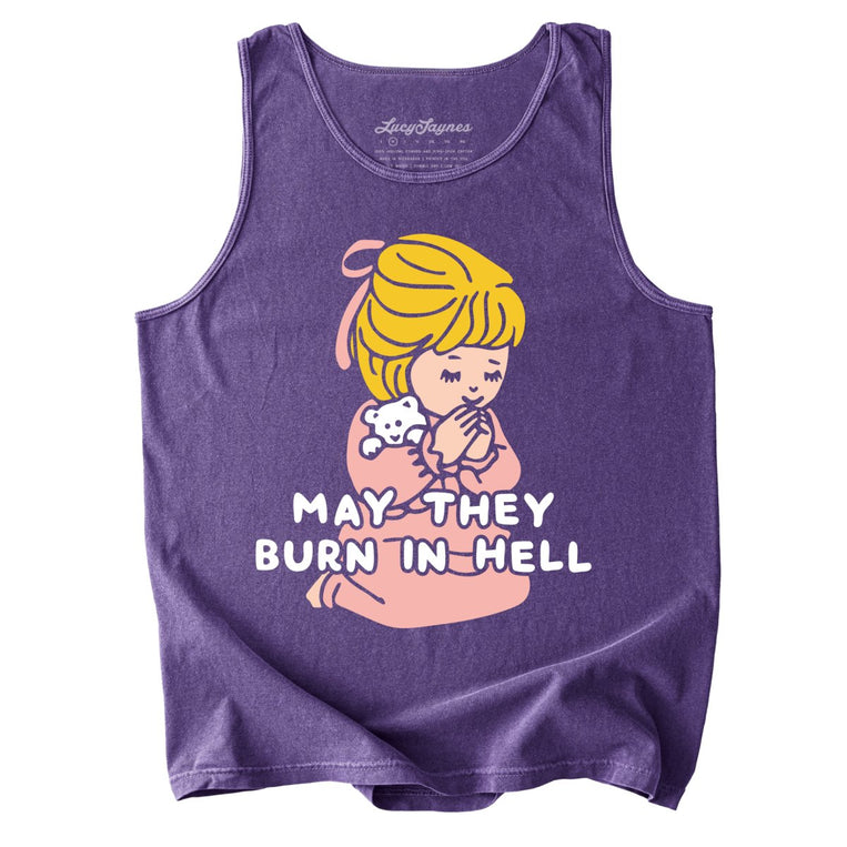 May They Burn in Hell Comfort Colors Graphic Tank Top - Grape