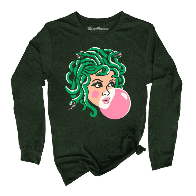 Medusa Bubblegum - Heather Forest - Unisex Long Sleeve T-Shirt
