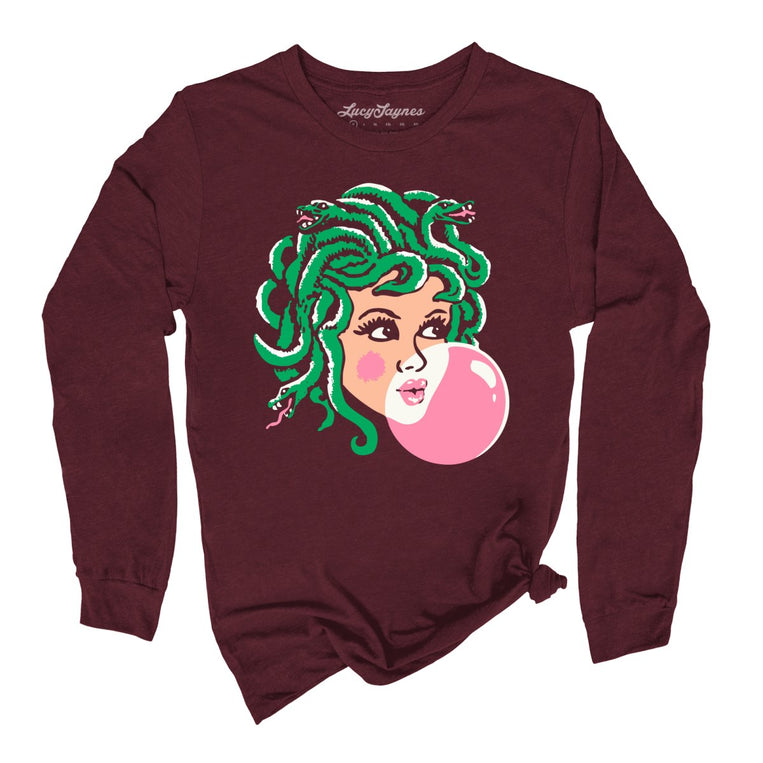 Medusa Bubblegum - Maroon - Unisex Long Sleeve T-Shirt