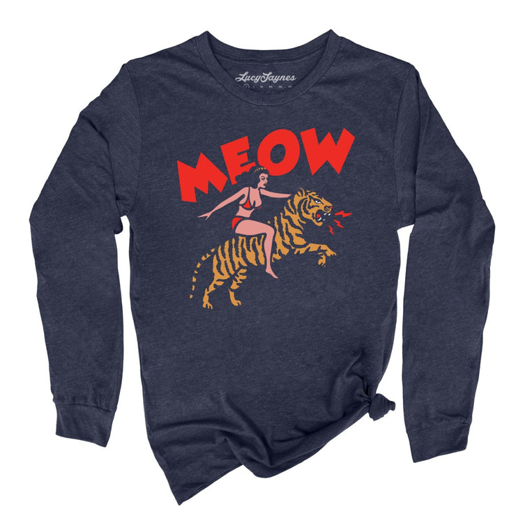 Meow Tiger - Heather Navy - Front