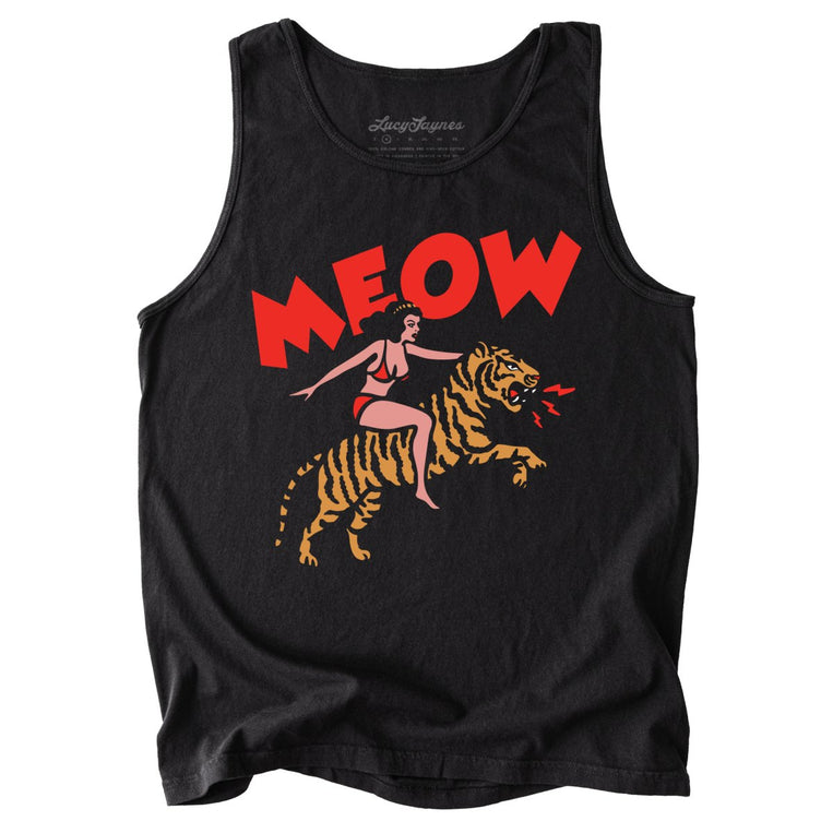 Meow Tiger Comfort Colors Graphic Tank Top - Black