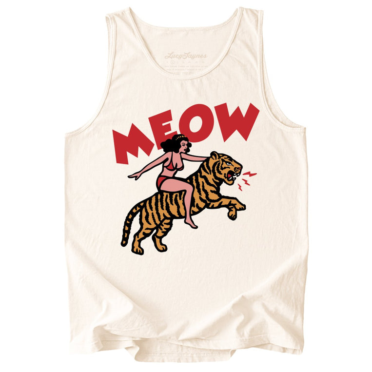 Meow Tiger Comfort Colors Graphic Tank Top - Ivory