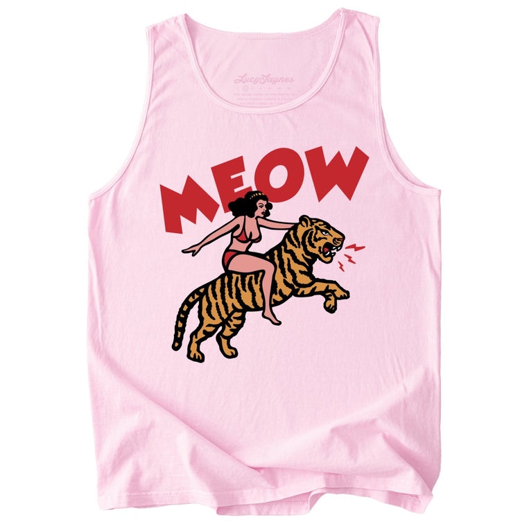 Meow Tiger Comfort Colors Graphic Tank Top - Blossom