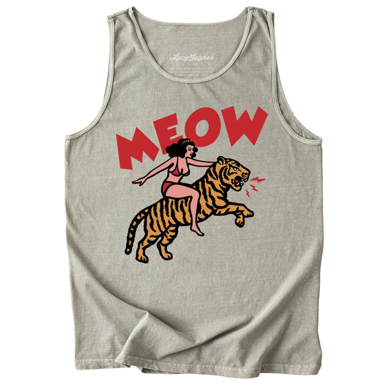 Meow Tiger Comfort Colors Graphic Tank Top - Sandstone