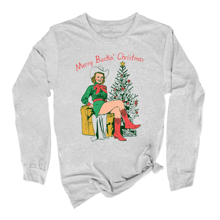 Merry Buckin' Christmas - Athletic Heather - Full Front