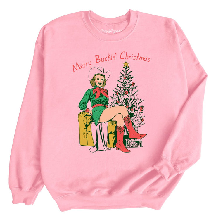 Merry Buckin' Christmas - Light Pink - Full Front
