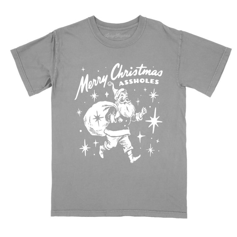 Merry Christmas Assholes - Grey - Comfort Colors Tee