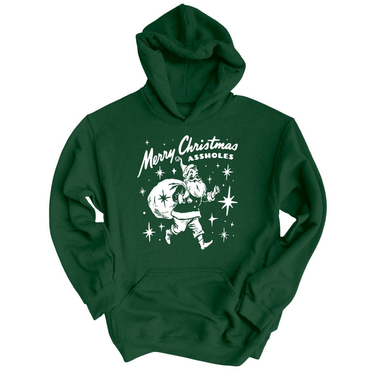 Merry Christmas Assholes - Forest Green - Unisex Hoodie