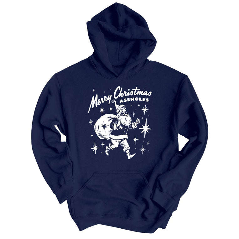 Merry Christmas Assholes - Navy - Unisex Hoodie