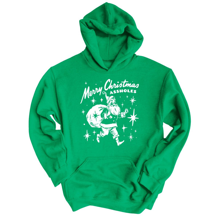 Merry Christmas Assholes - Irish Green - Unisex Hoodie