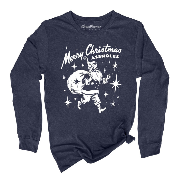 Merry Christmas Assholes - Heather Navy - Unisex Long Sleeve T-Shirt