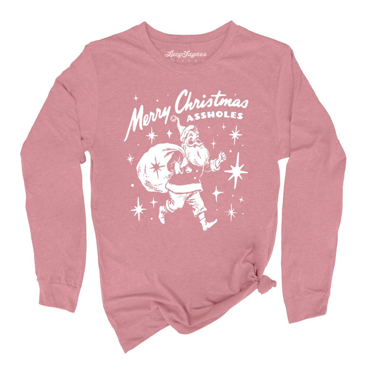 Merry Christmas Assholes - Heather Mauve - Unisex Long Sleeve T-Shirt
