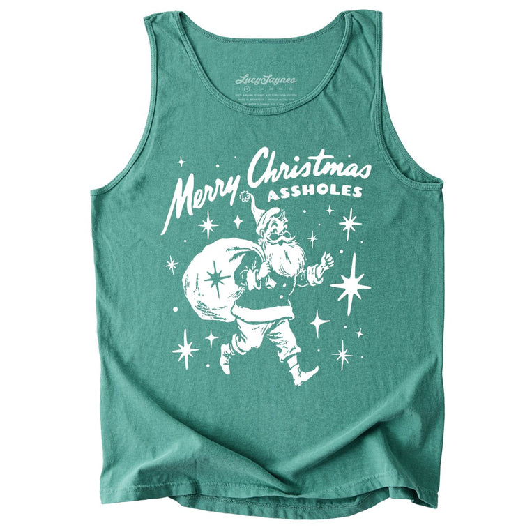 Merry Christmas Assholes Tank Top - Light Green - Tank Top