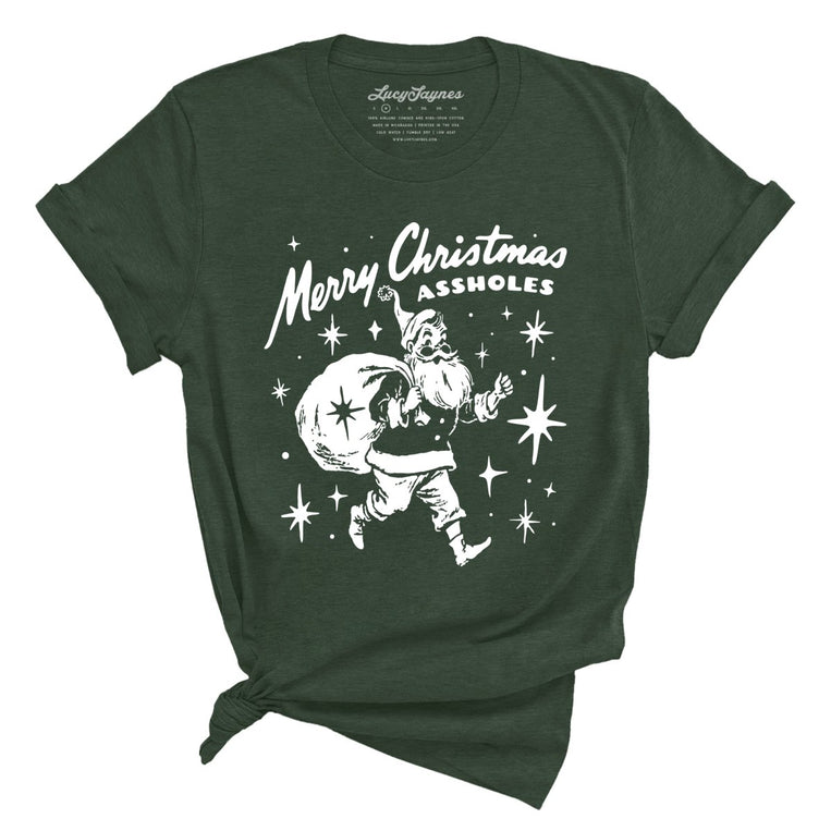 Merry Christmas Assholes - Heather Forest - Unisex T-Shirt