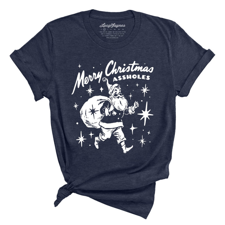 Merry Christmas Assholes - Heather Midnight Navy - Unisex T-Shirt