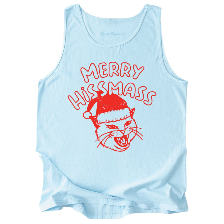Merry Hissmass Comfort Colors Graphic Tank Top - Chambray