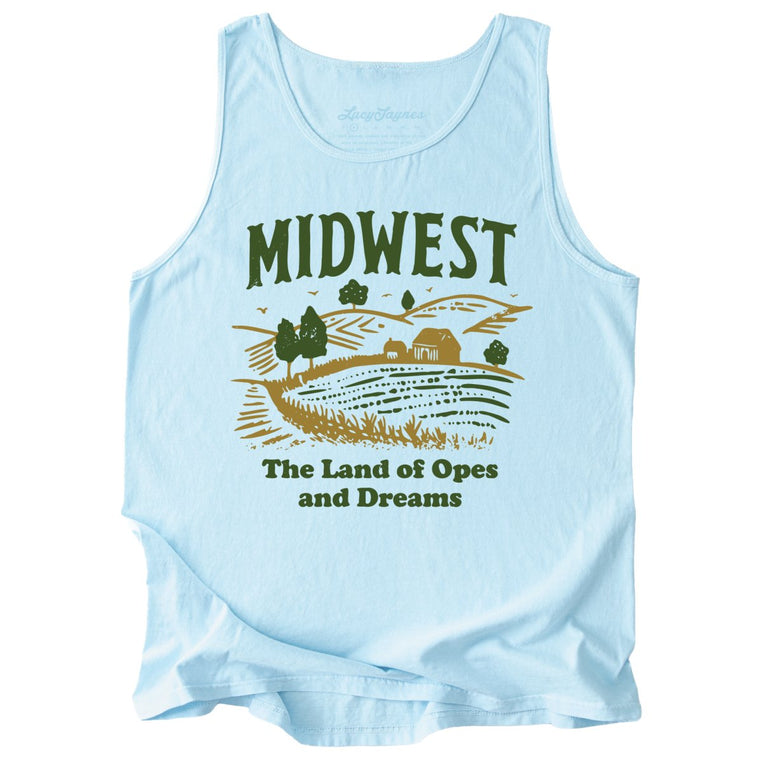 Midwest Land of Opes and Dreams Comfort Colors Graphic Tank Top - Chambray