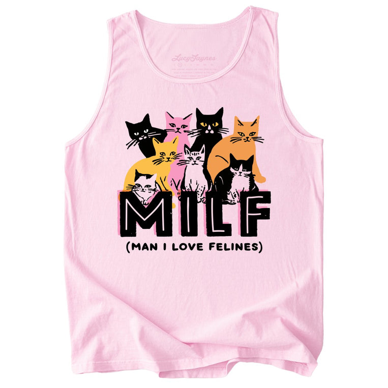 Milf Man I Love Felines Comfort Colors Graphic Tank Top - Blossom