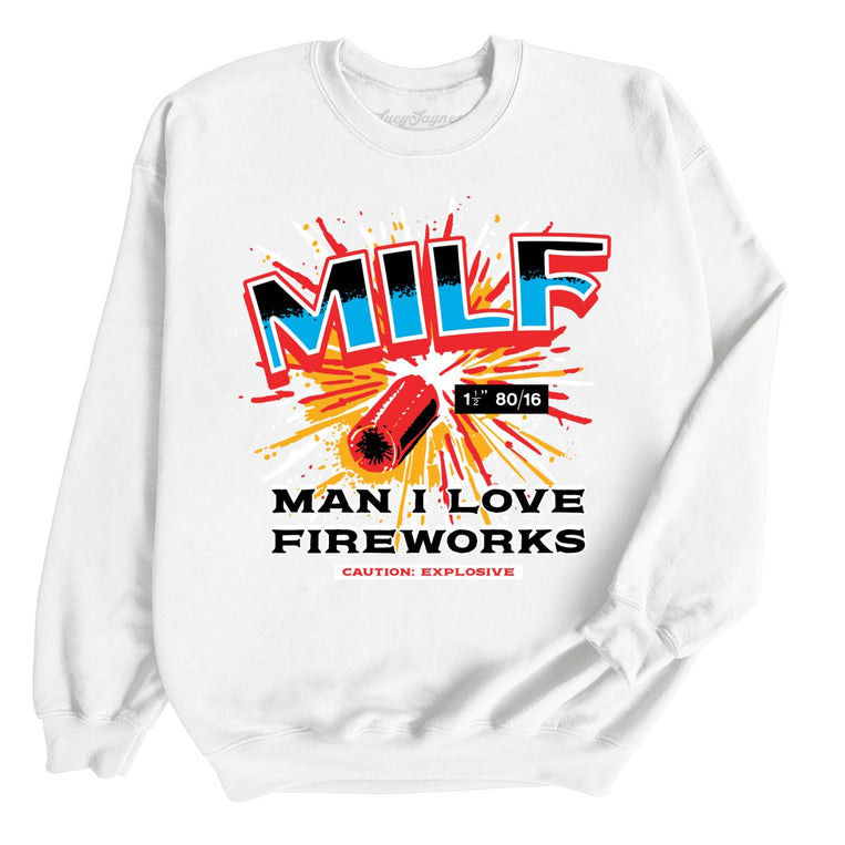 MILF Man I Love Fireworks - White - Full Front