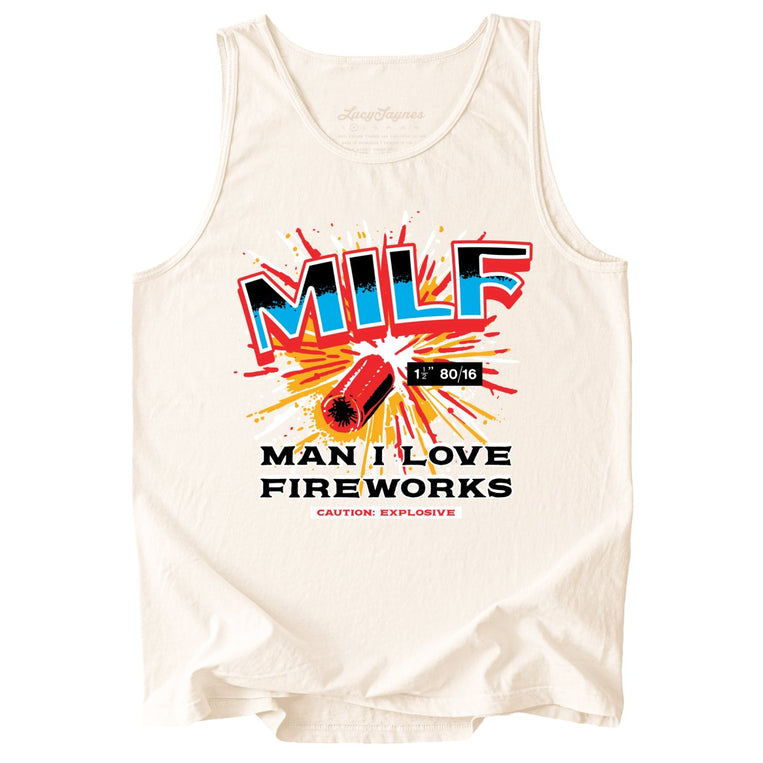 Man I Love Fireworks Comfort Colors Graphic Tank Top - Ivory