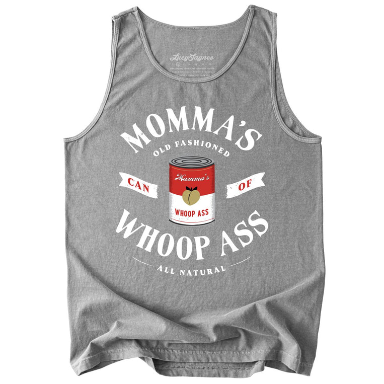 Momma's Can Of Whoop Ass Comfort Colors Graphic Tank Top - Grey