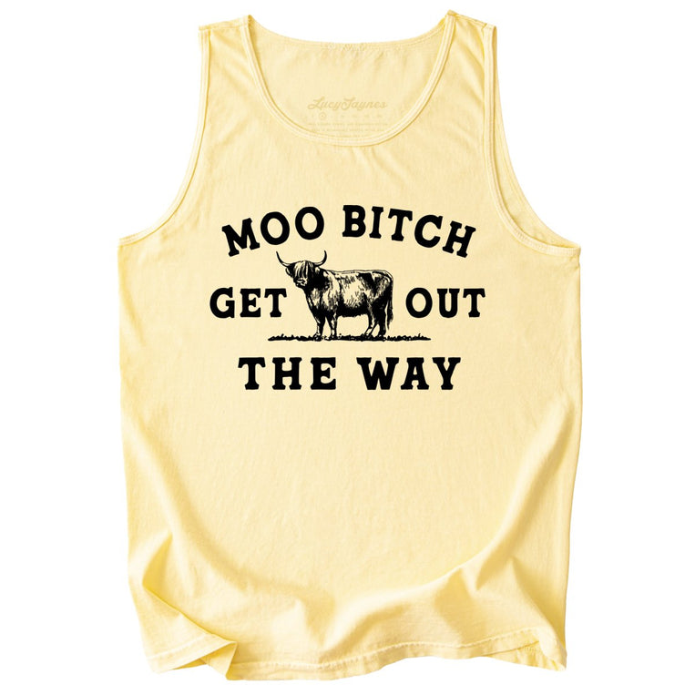 Moo Bitch Get Out The Way Comfort Colors Graphic Tank Top - Butter