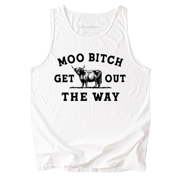 Moo Bitch Get Out The Way Comfort Colors Graphic Tank Top - White