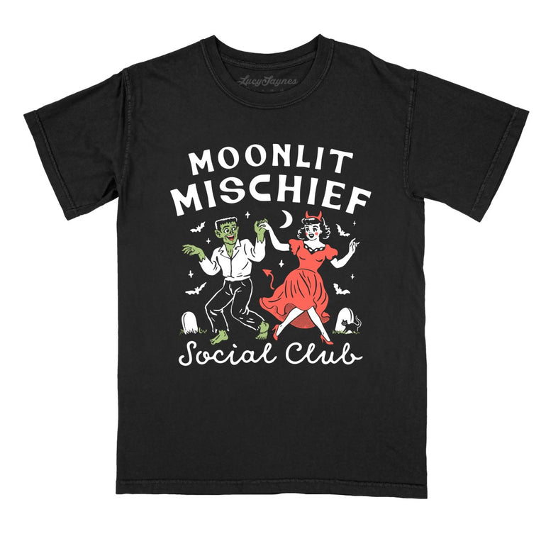 Moonlit Mischief Social Club - Black - Comfort Colors Tee