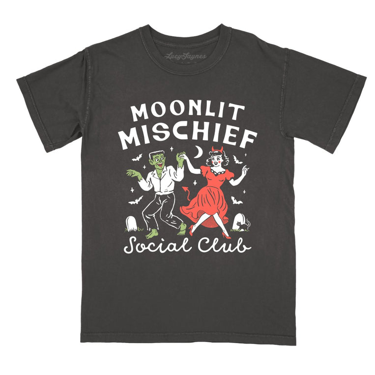 Moonlit Mischief Social Club - Pepper - Comfort Colors Tee