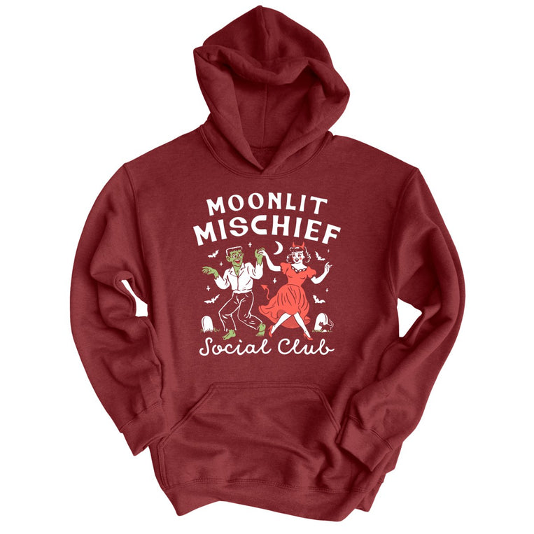 Moonlit Mischief Social Club - Maroon - Unisex Hoodie