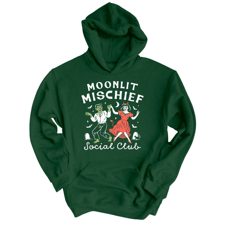 Moonlit Mischief Social Club - Forest Green - Unisex Hoodie
