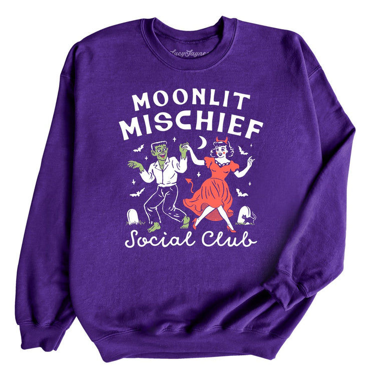 Moonlit Mischief Social Club - Purple - Unisex Sweatshirt