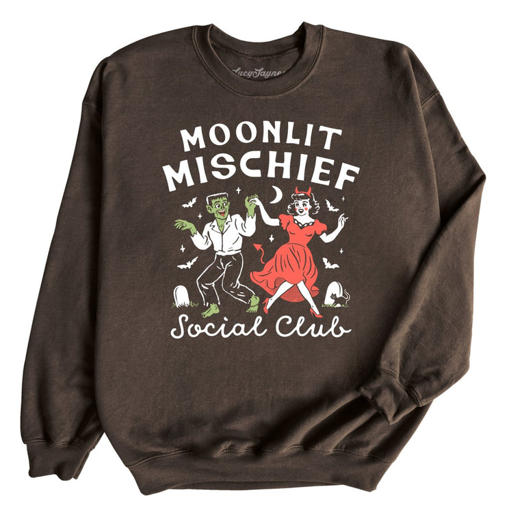 Moonlit Mischief Social Club - Dark Chocolate - Unisex Sweatshirt