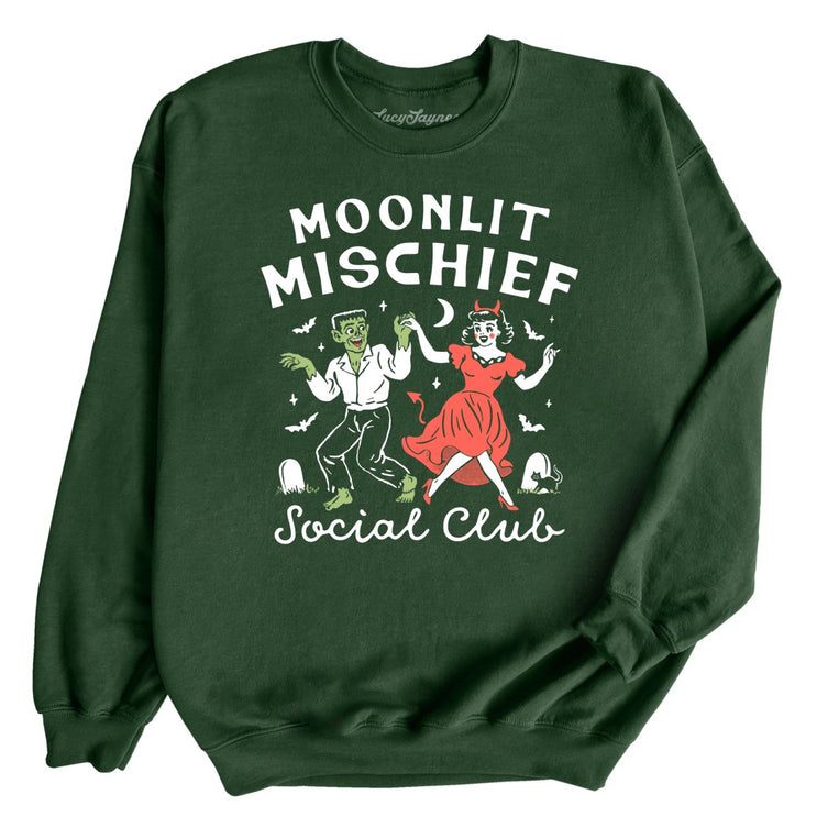 Moonlit Mischief Social Club - Forest Green - Unisex Sweatshirt