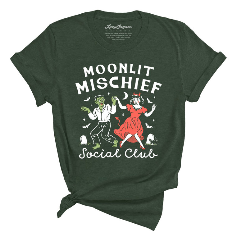 Moonlit Mischief Social Club - Heather Forest - Unisex T-Shirt
