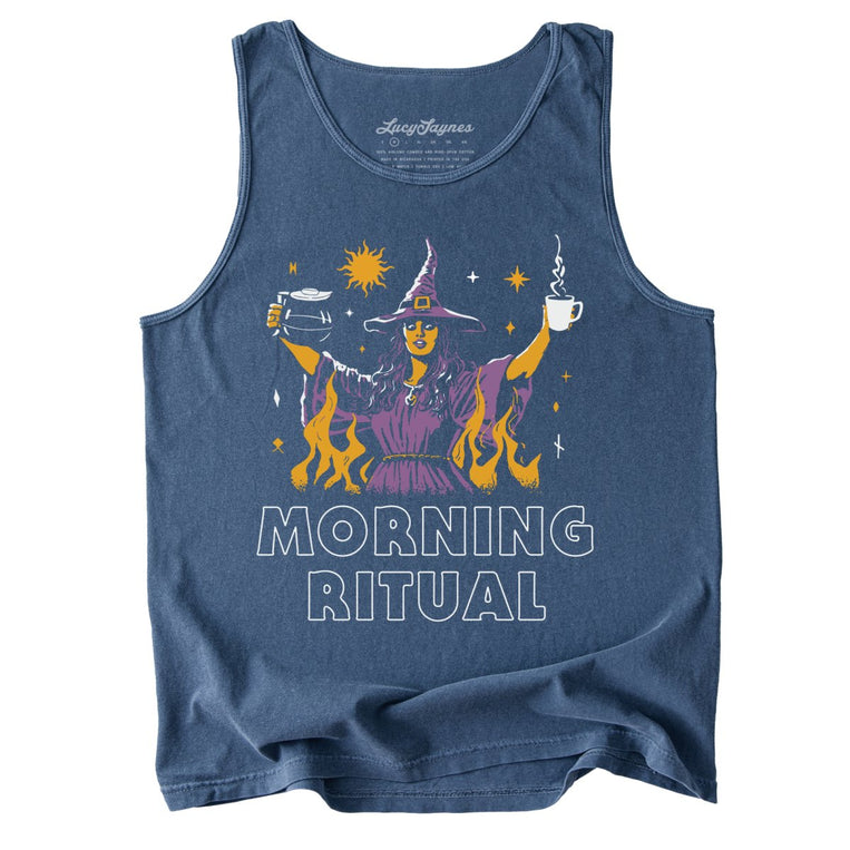 Morning Ritual Comfort Colors Graphic Tank Top - Denim
