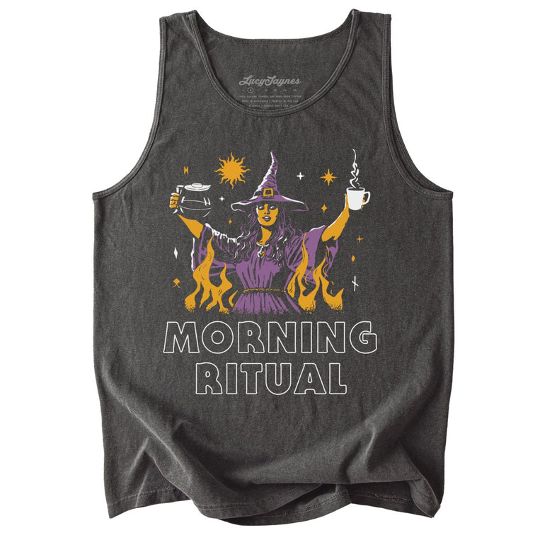 Morning Ritual Comfort Colors Graphic Tank Top - Pepper