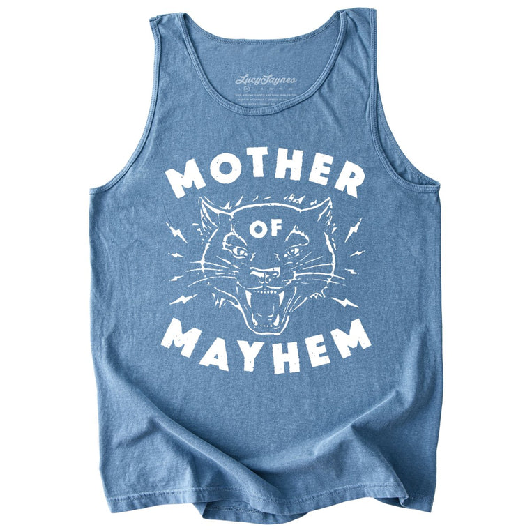 Mother Of Mayhem Comfort Colors Graphic Tank Top - Blue Jean