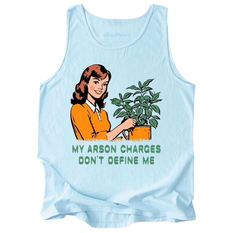 My Arson Charges Don't Define Me Comfort Colors Graphic Tank Top - Chambray