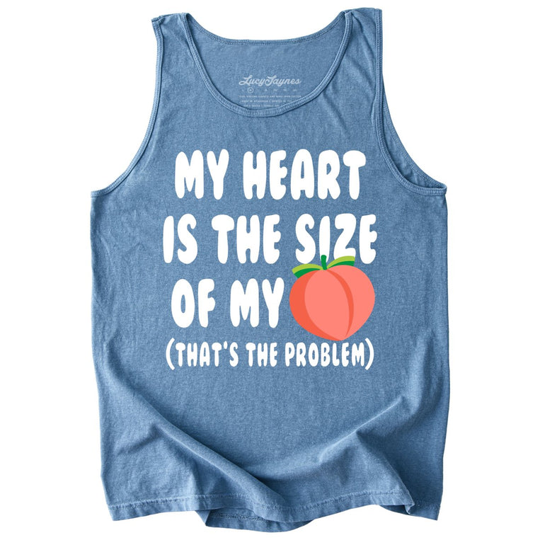 My Heart Is The Size Of My Butt Comfort Colors Graphic Tank Top - Blue Jean
