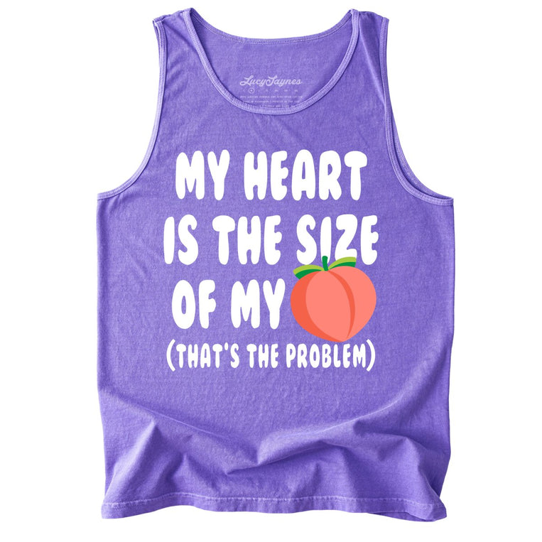 My Heart Is The Size Of My Butt Comfort Colors Graphic Tank Top - Violet