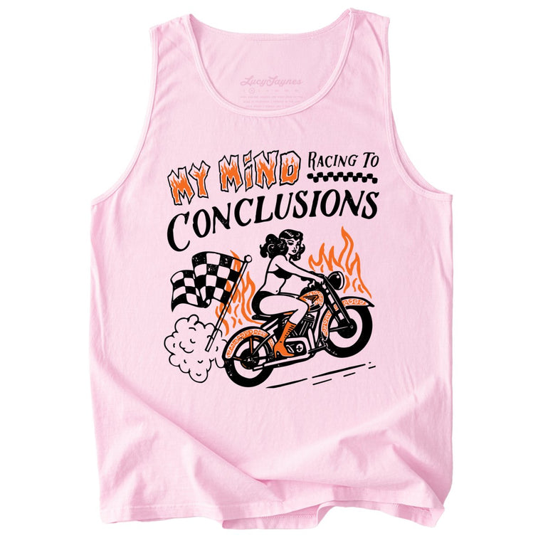 My Mind Racing To Conclusions Comfort Colors Graphic Tank Top - Blossom