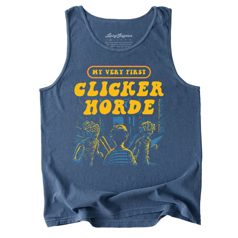 My Very First Clicker Horde Comfort Colors Graphic Tank Top - Denim