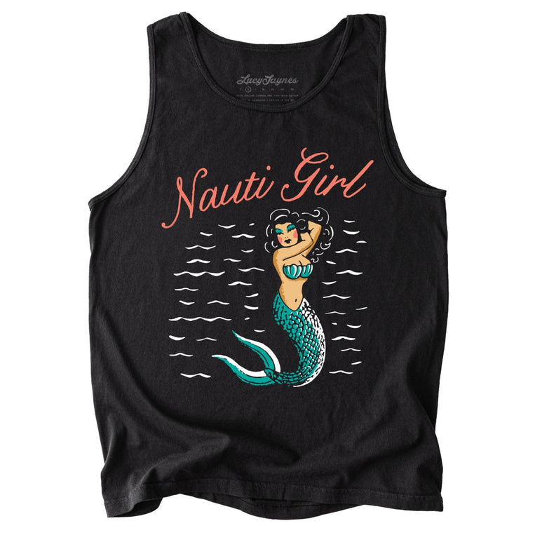 Nauti Girl Comfort Colors Graphic Tank Top - Black