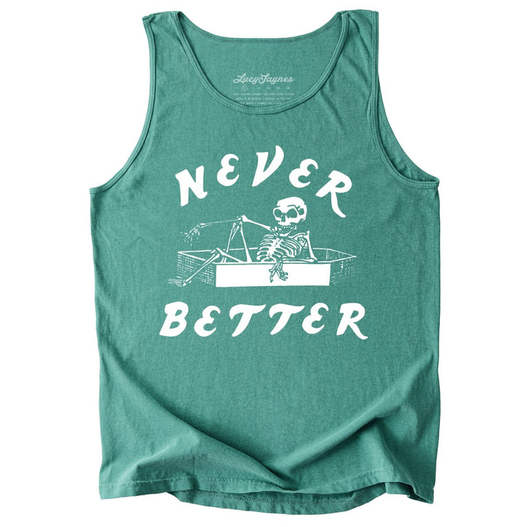 Never Better Comfort Colors Graphic Tank Top - Light Green