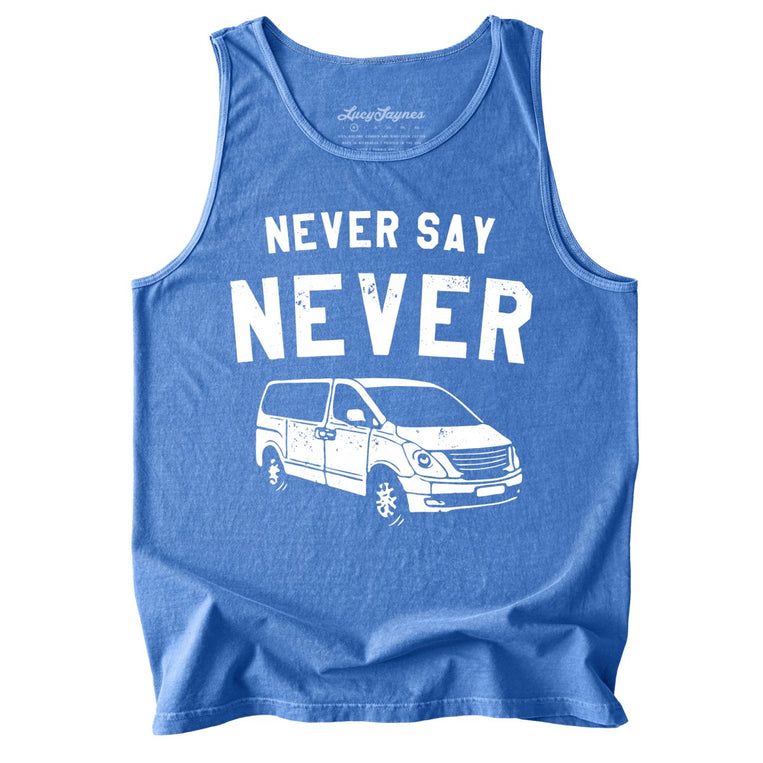 Never Say Never Comfort Colors Graphic Tank Top - Flo Blue