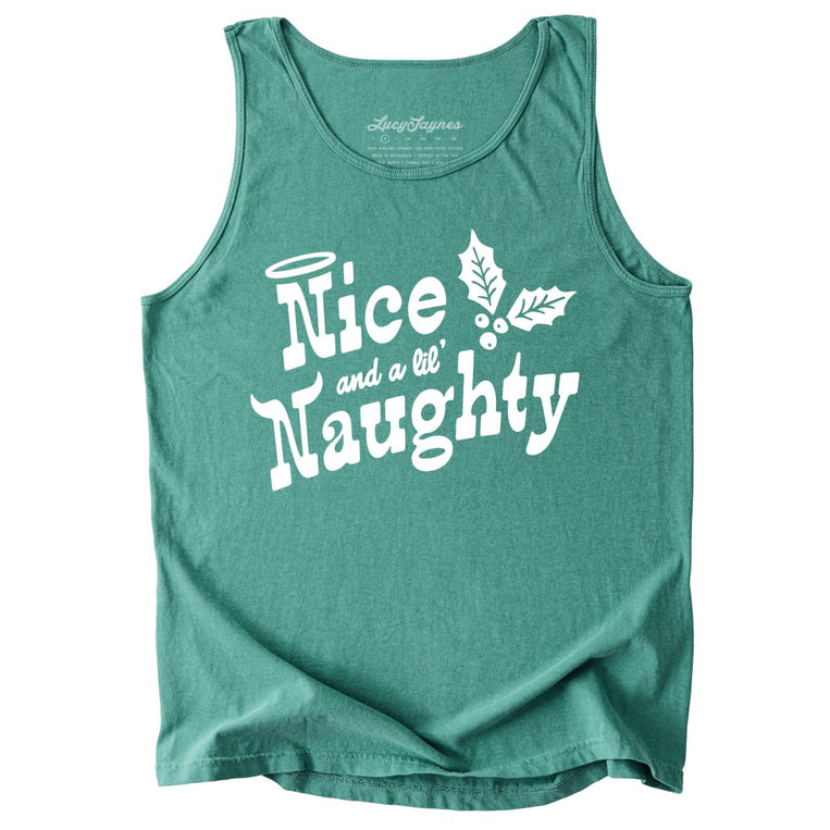 Nice and a Lil' Naughty Comfort Colors Graphic Tank Top - Light Green